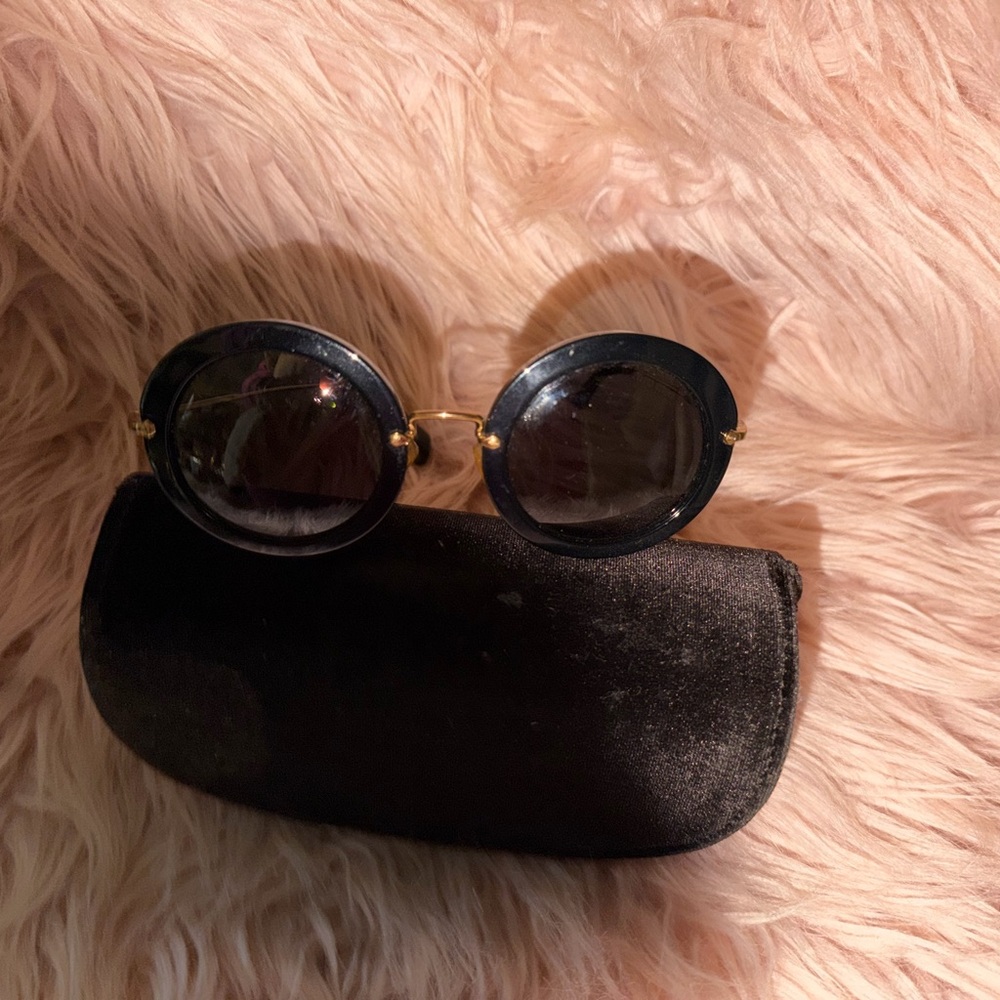 Miu Miu Black Sunglasses with Gold Details no case